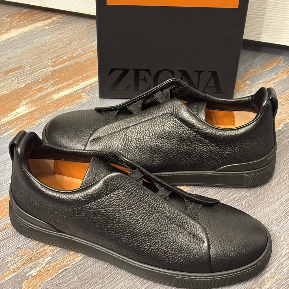 Zegna Deerskin Triple Stitch Black